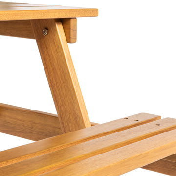 Shoreham 59" Modern Classic Outdoor Wood Picnic Table Benches with Umbrella Hole - JONATHAN Y